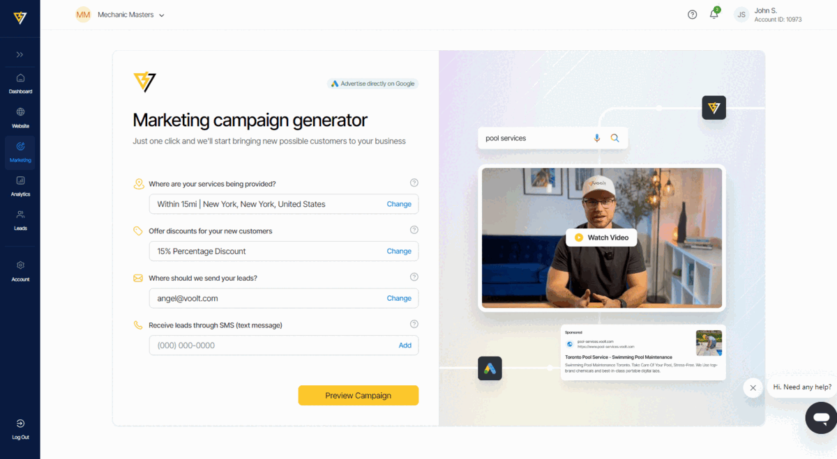 Easy marketing campaigns