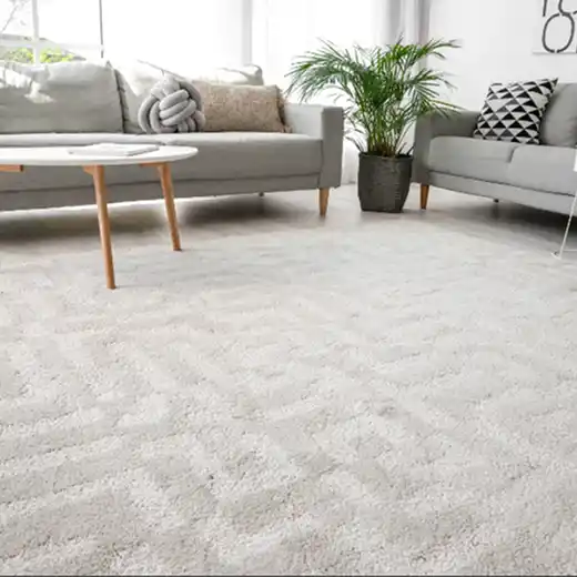 A living room with a light grey carpet, a sofa, and a coffee table, featured as a recent project.