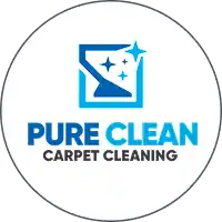 Pure Clean Carpets logo featuring a blue icon with sparkles above the company name.